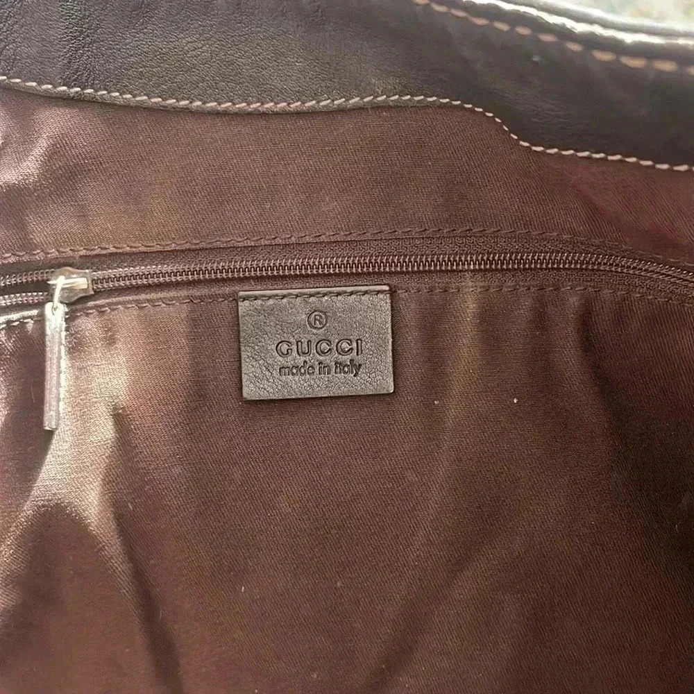 Gucci web hobo monogrammed leather trim bag - Picture 7 of 7